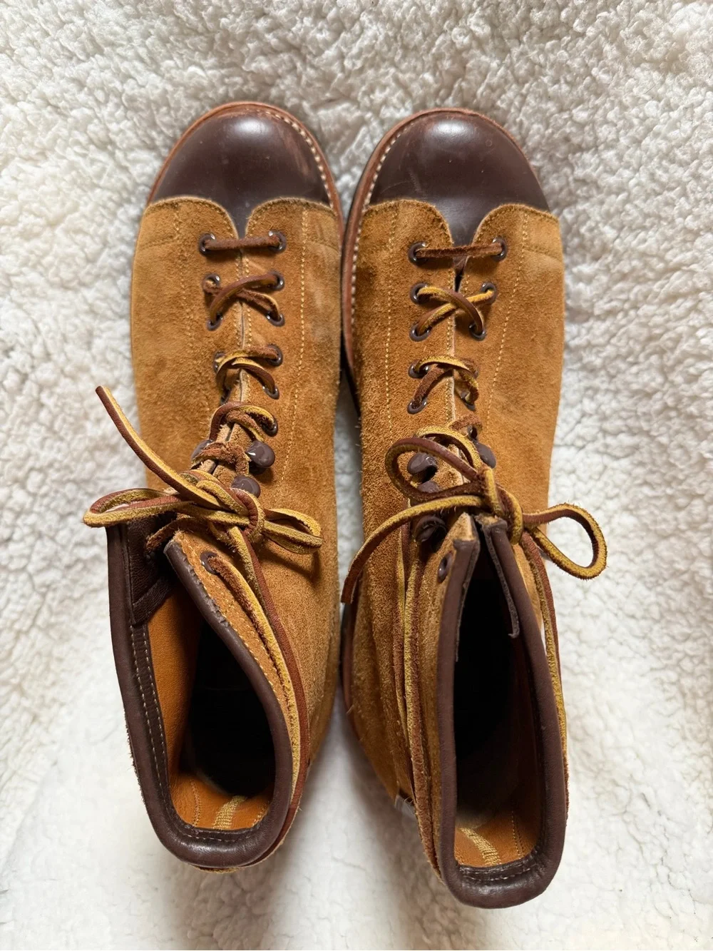 Yuketen Polish Work Boots Brown Suede & Leather CapToe Design Men’s Size 10.5